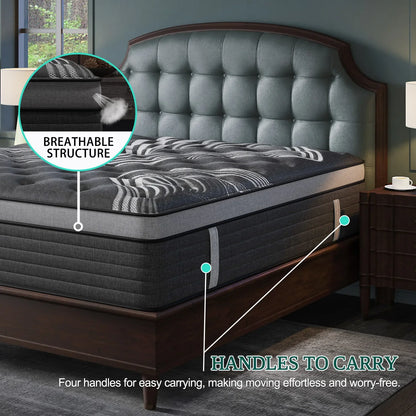 12"14" Gel Memory Foam Hybrid Pocket Spring Mattress, Twin, Full, Queen, King Bed Mattress In A Box
