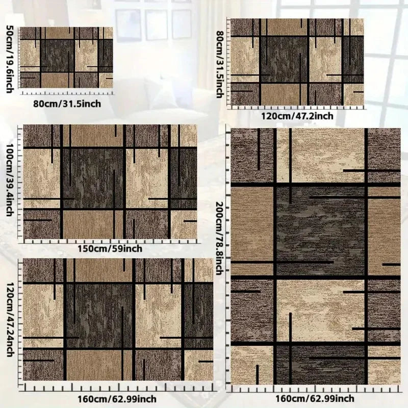 VIKAMA Geometric Rug, Lightweight And Easy To Clean Home Area Rug For Living Room, Bedroom, Office Home.