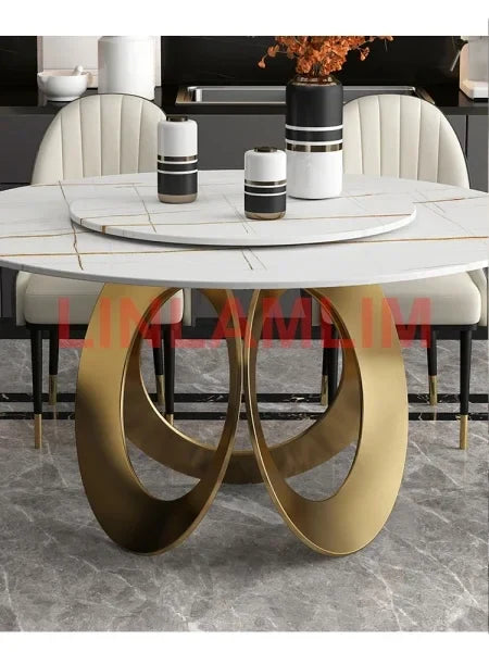 Linlamlim Dining Room furniture, sintered stone Table Set Featuring Leather Chairs.