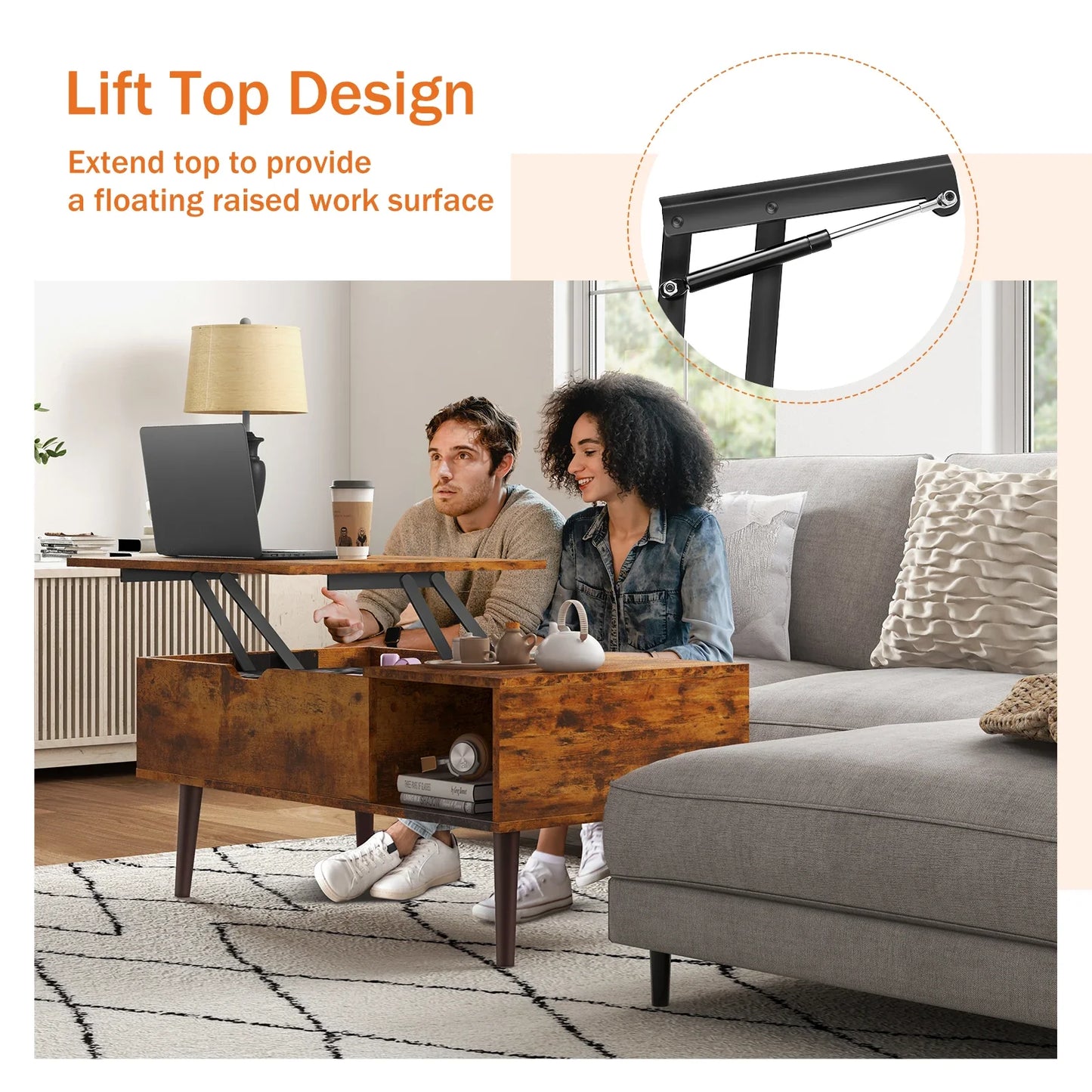 Lift Top Coffee Tables For Living Room, 39.37"x19.7" Desk.