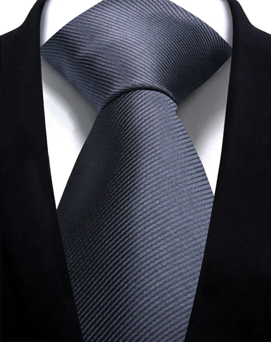 Solid Tie 7.5cm Necktie For Men Fashion, Wedding  Slim Blue Gray.