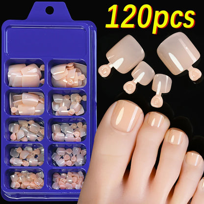 100PCS Short Square False Toenail Tips, Full Cover Acrylic Nail Art.