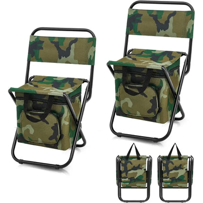 Fishing Chair with Cooler Bag, Foldable Fishing Stool Supports 220Lbs, Portable Lightweight Chair Outdoor Camping.