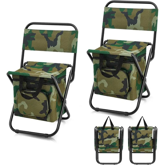 Fishing Chair with Cooler Bag, Foldable Fishing Stool Supports 220Lbs, Portable Lightweight Chair Outdoor Camping.