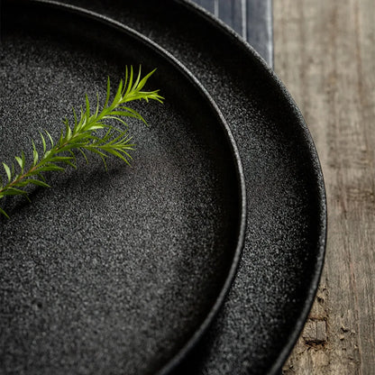 Ceramics Plate Set Home Black Plates  Japanese Style
