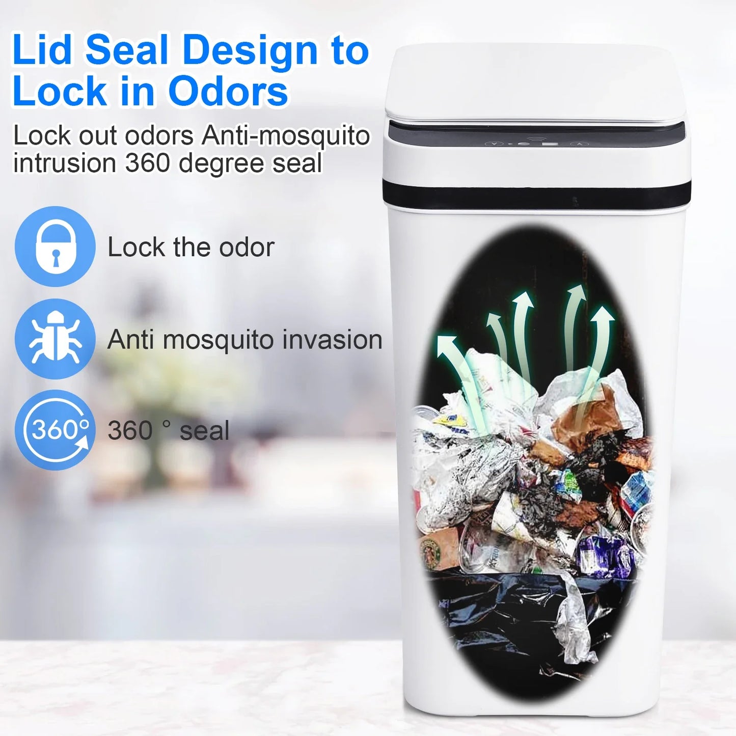 2 Pack 12L Bathroom Automatic Trash Cans  Motion Sensor