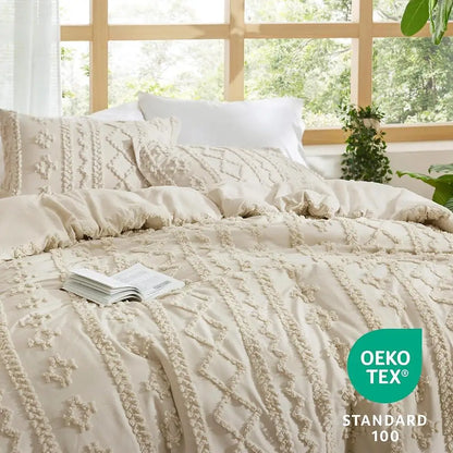 3 Pieces Queen Comforter Set Embroidered Bedding