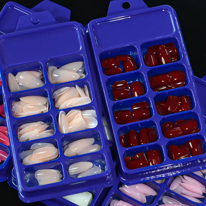 120Pcs Red Short Square Fake Nails  Full Cover Press on Acrylic Fingertip.