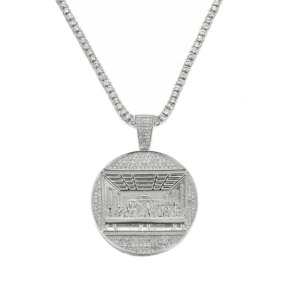 New Last Supper Pendant Chain Necklace, With 14mm Iced Out Fashion Hip Hop Men Charm Pendant.