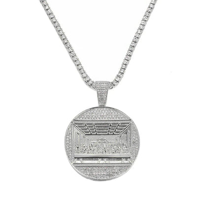 New Last Supper Pendant Chain Necklace, With 14mm Iced Out Fashion Hip Hop Men Charm Pendant.