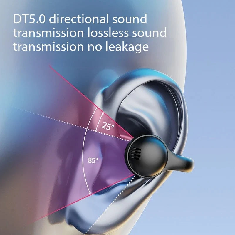 New Mirror Surface Digital Display Soft Silicone Ear Clip, Wireless Bluetooth Earphones with Noise Reduction.