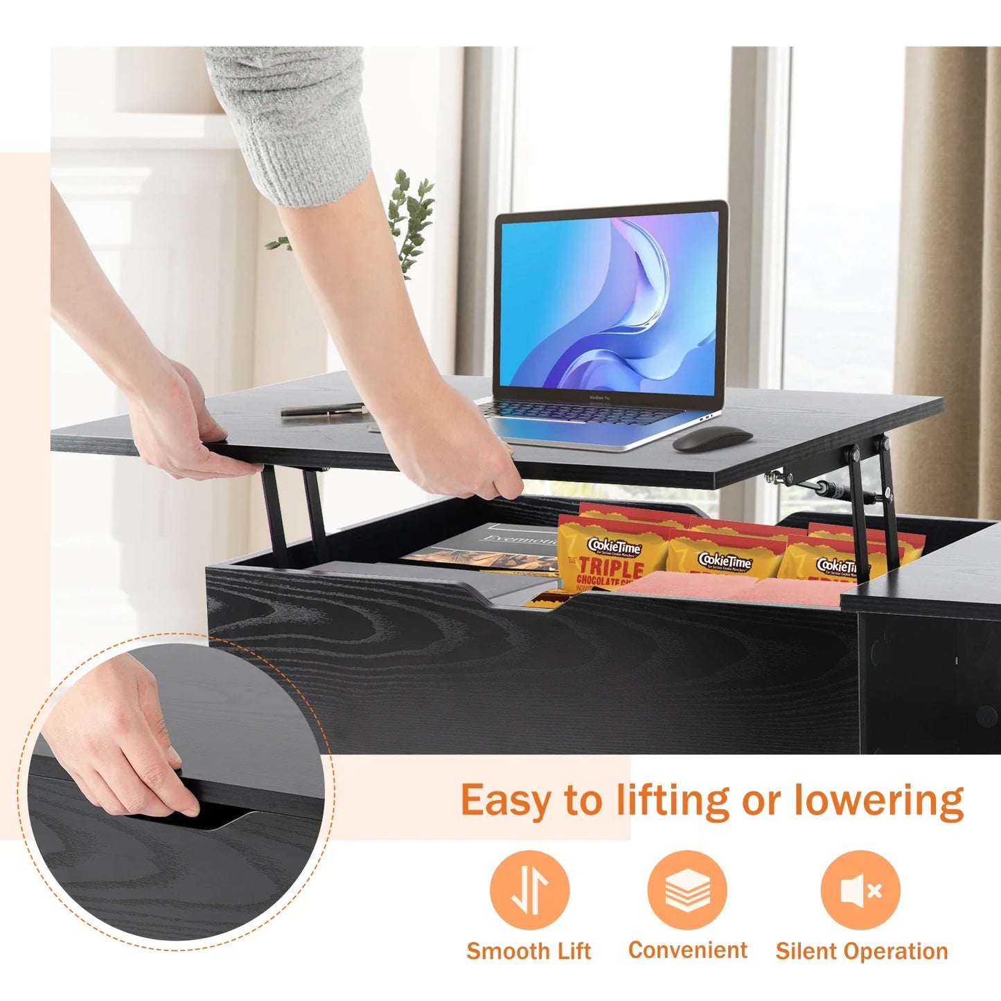 Lift Top Coffee Tables For Living Room, 39.37"x19.7" Desk.