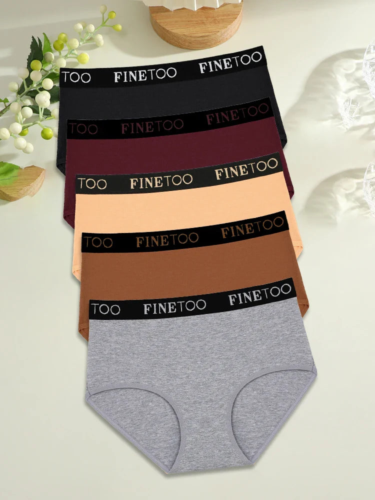 FINETOO 5PCS Cotton Seamless High Waist Underwear, Women's Belts Panties Low Waist, Plus Size Lingerie New.