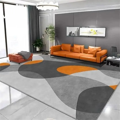 Minimalist Geometric Large Carpet, Anti-slip Floor Rug ,with Gray Splicing Pattern, for Living Room, Bedroom Unique Decoration.