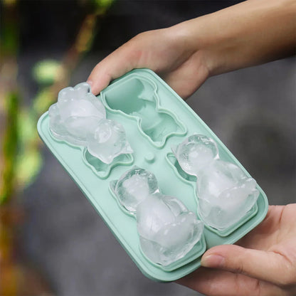 3D Cat Ice Cube Mold With Funnel Silicone, 4 Cavity Cat Ice Cube Trays For Whiskey, Wine, Cocktail.