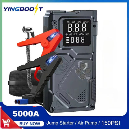 Car Jump Starter with Air Pump 4000A Auto Battery Booster &150PSI Tire Inflator.