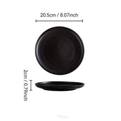 Ceramics Plate Set Home Black Plates  Japanese Style
