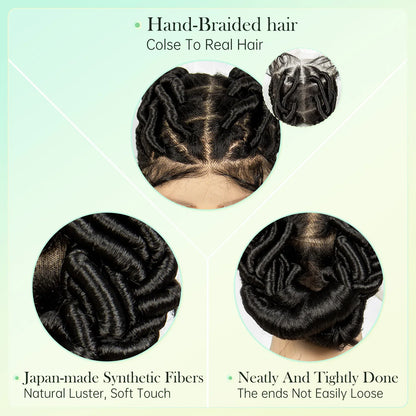 Knotless Cornrow Twist Full Lace Front Wig | Crochet Braids | Transparent Lace | Black Women