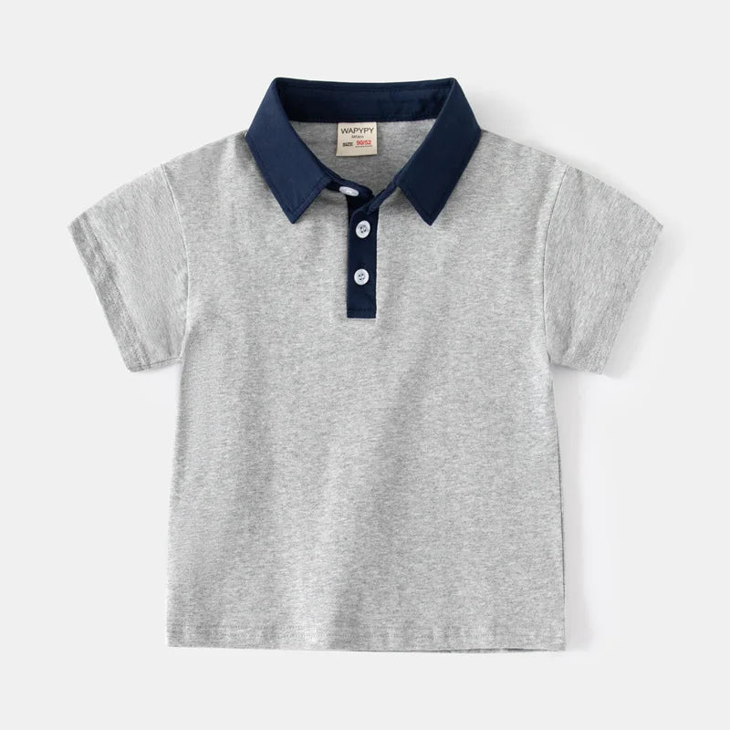 Boys Cotton Polo Shirts Children Kids Girl T shirt 2025,White Solid ColorTops