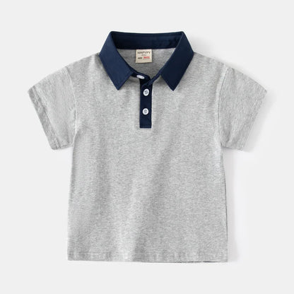Boys Cotton Polo Shirts Children Kids Girl T shirt 2025,White Solid ColorTops