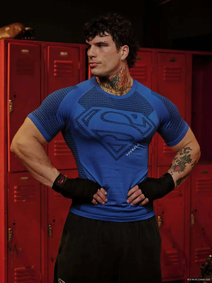 New style Men High Elastic Quick Dry Sports T-Shirt, Tight Workout Breathable Summer Short sleeve tops.
