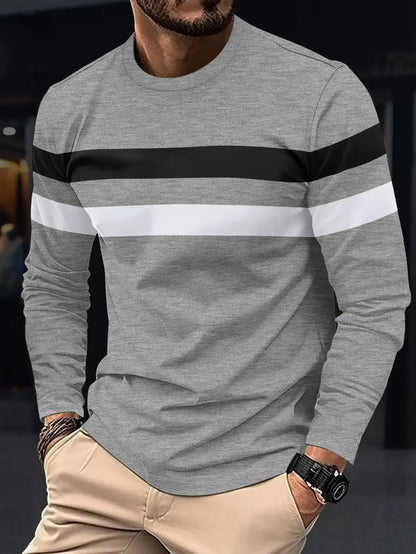 2025 Autumn/Winter Fashion, Men Long Sleeve Round Neck T-shirt Anti Wrinkle.
