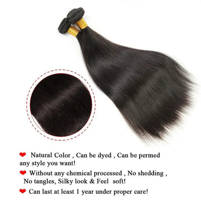 8-32 Inch Bone Straight Brazilian Remy Human Hair Weave Bundles | Natural Color 12A | 1, 3, or 4 Bundles