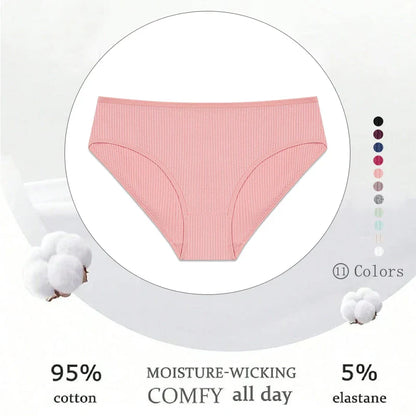 5PCS Women's Cotton Panties, Sexy Low Waist Briefs, Stretch Soft Underwear.