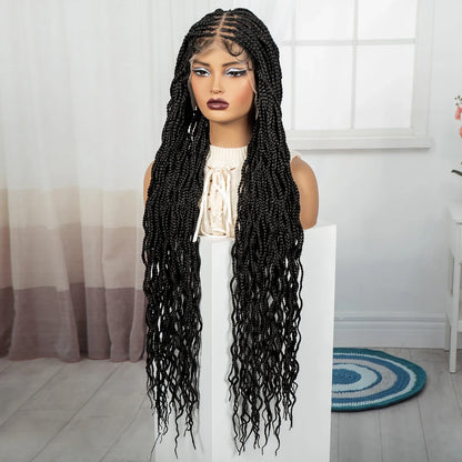 36" Long 613 Blonde Knotless Box Braids Wig | Full Lace Frontal Twist