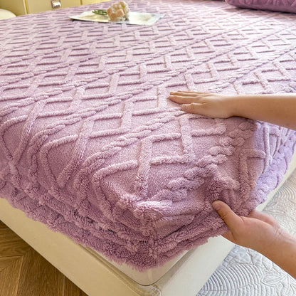 1pc Winter Warm Bed Sheet with Elastic Band Single/Queen/King Mattress Cover.