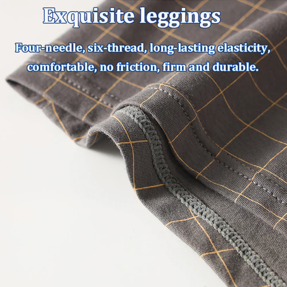 3PCS/Pack L-4XL Loose Casual Plaid Underwear for Men,100% Cotton Breathable Shorts.