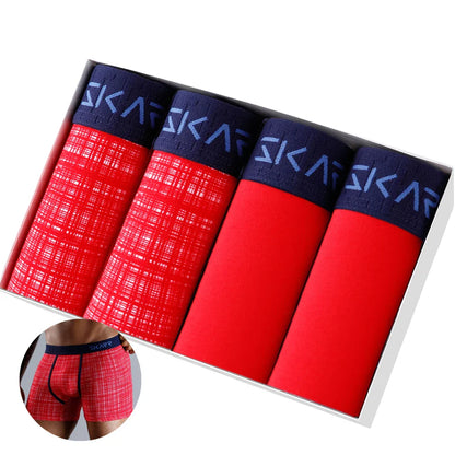 4pcs Boxer Shorts Men's Panties Homme Underpants Boxershorts Underwear for Man Cotton Male Couple Sexy Set Calecon Lot Soft Box