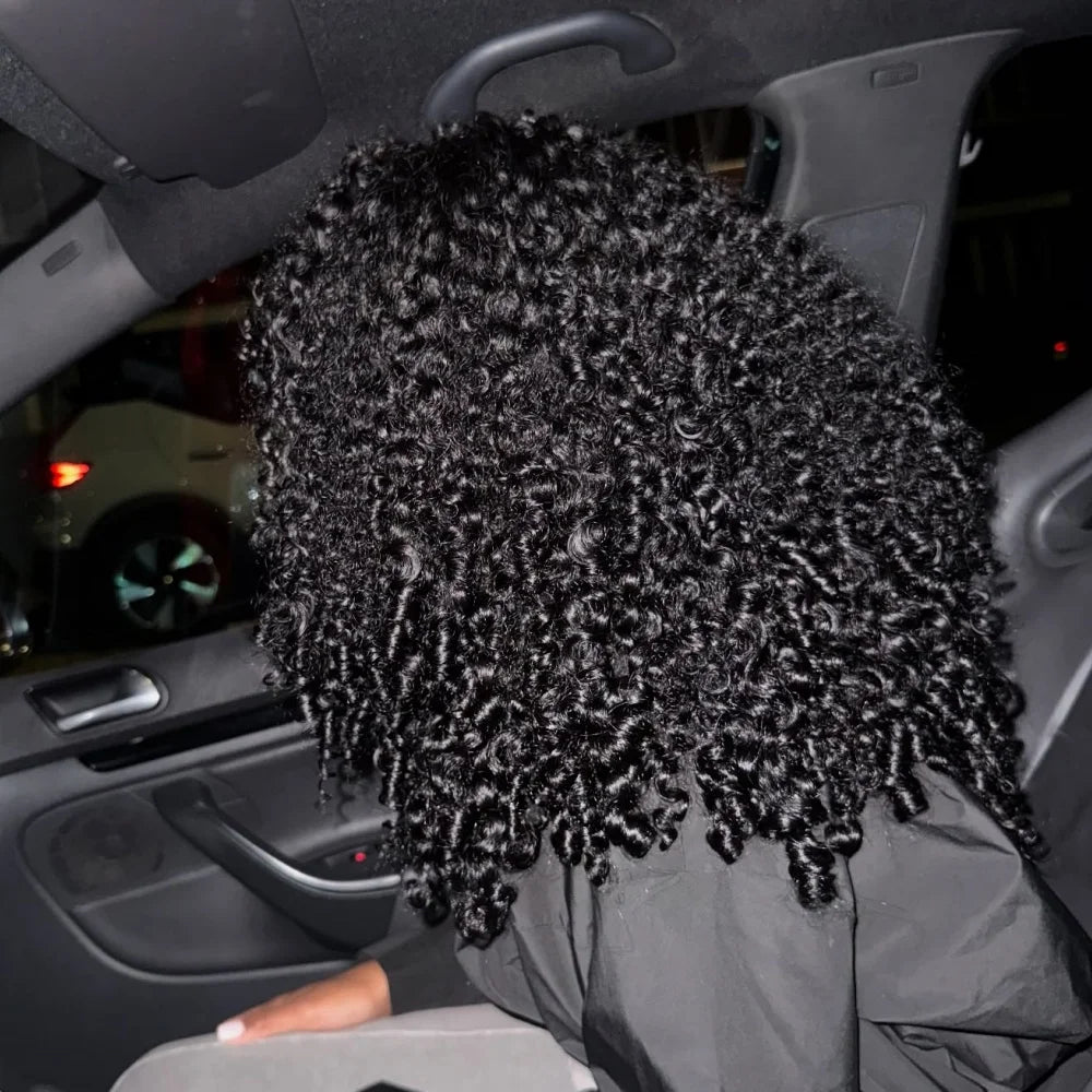Human Hair Half Wig Kinky Curly Burmese Ready To Wear 3 In 1 Flip Over Natural Black