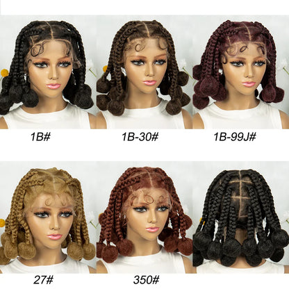 KIMA Burgundy Jumbo Box Braids Full Lace Wig | 350 Colored Bubble Braids with Baby Hair