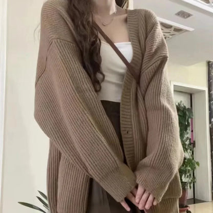 Women Cardigan Sweater, Fashion Long Sleeve V-neck  Casual Sweater.
