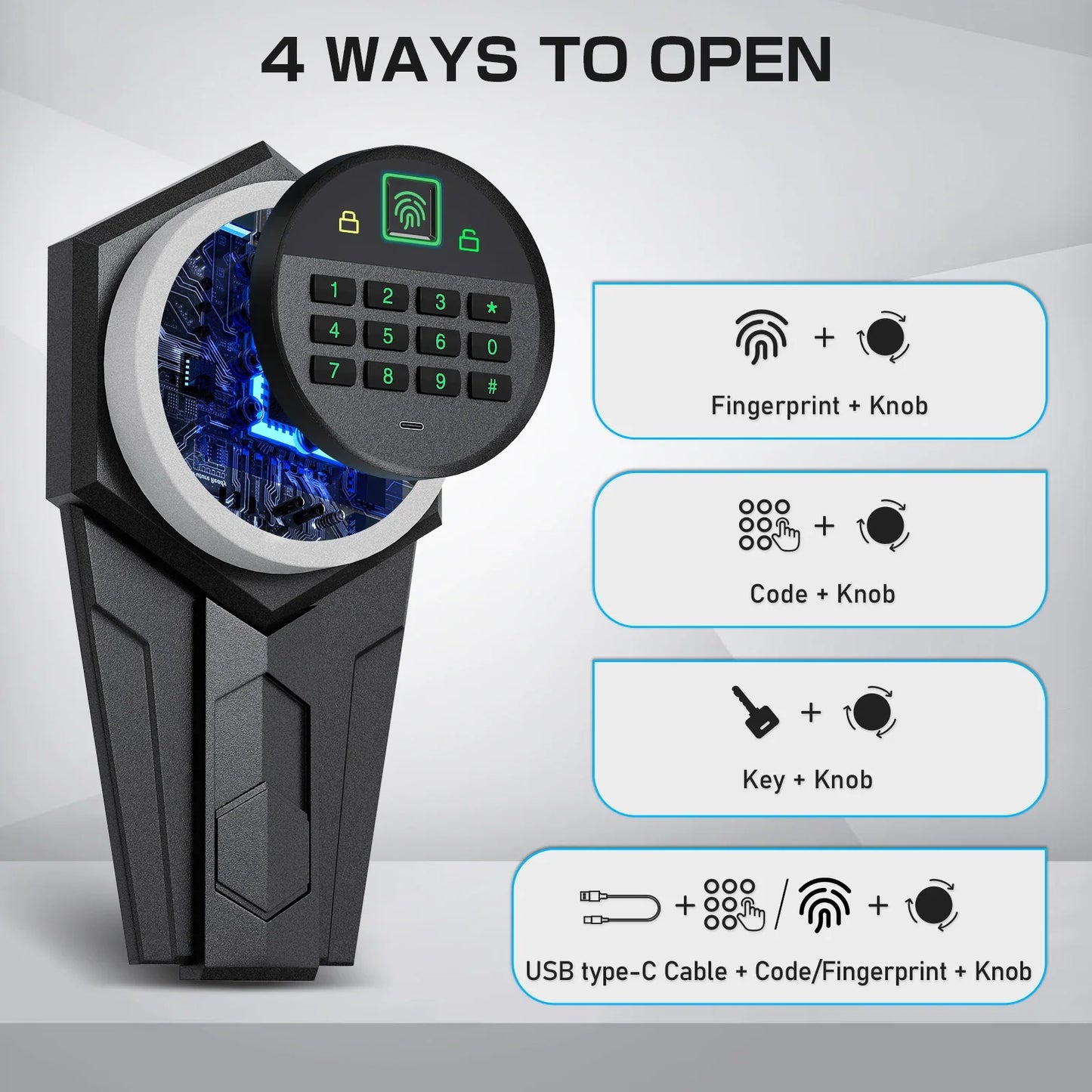 Biometric Gun Safe, Quick Access Rifle Gun Safe with Silent Mode Alarm System.