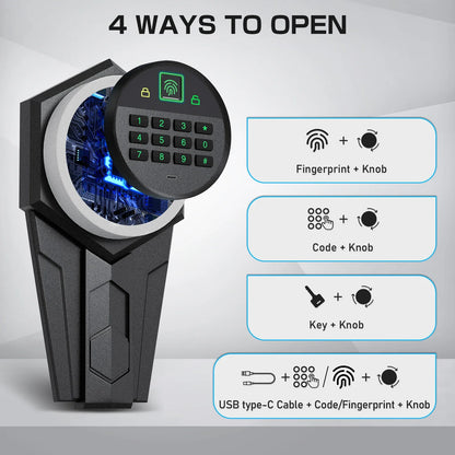 Biometric Gun Safe, Quick Access Rifle Gun Safe with Silent Mode Alarm System.