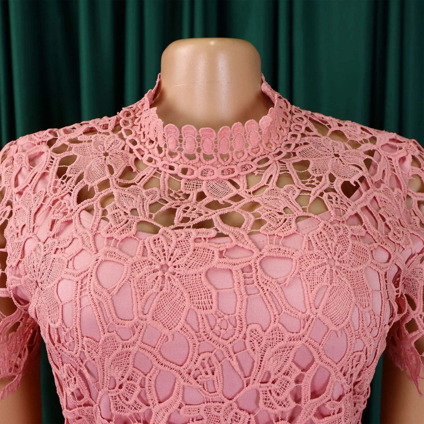 Elegant Jumpsuits & Rompers for Women, O Neck Lace Patchwork Short Sleeve Sashes High Waisted.