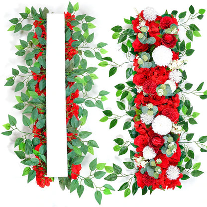 100cm Luxury White Rose Artificial Flower Row Wedding Table Centerpiece Flowers.