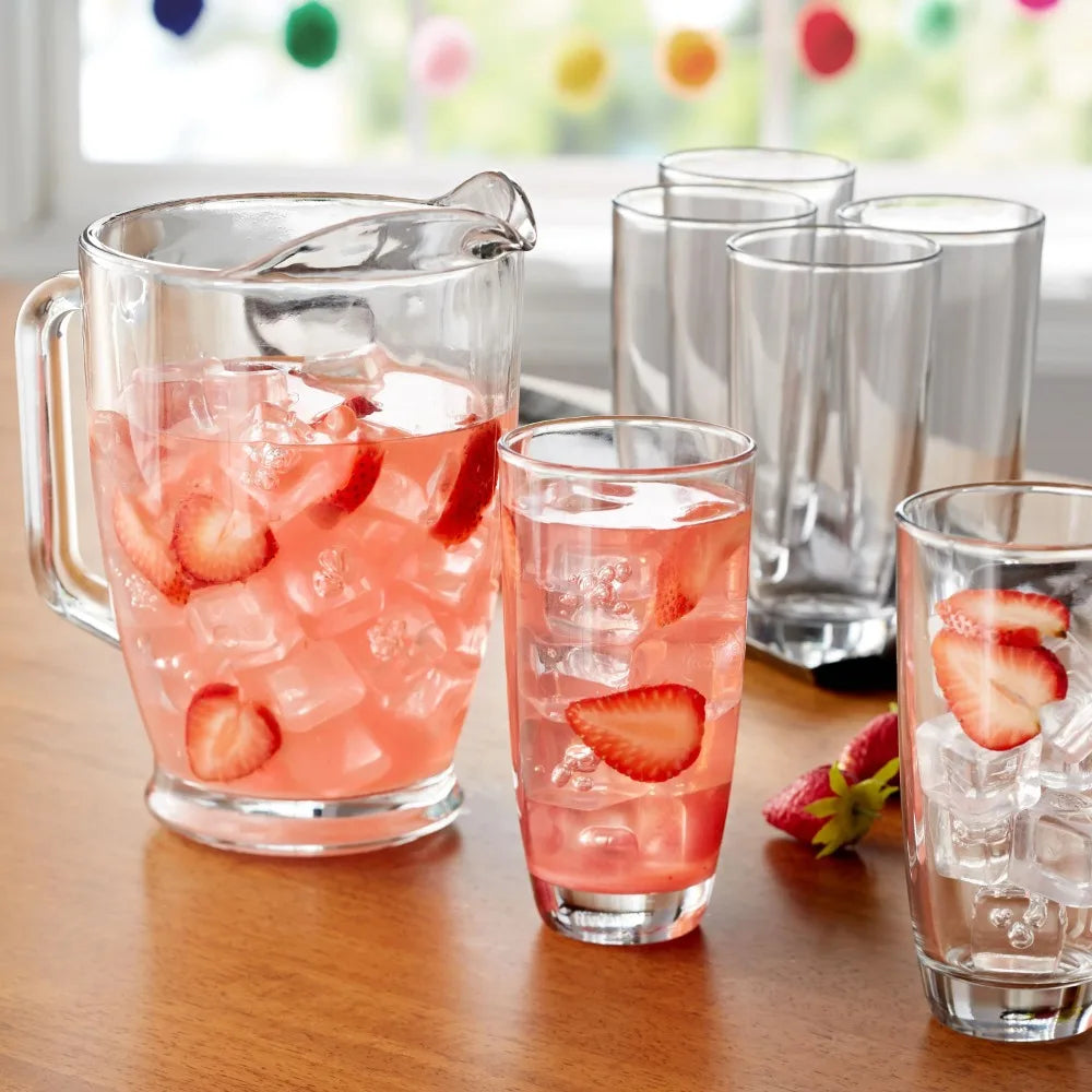 7-Piece Clear Glass Pitcher and Drinkware Set