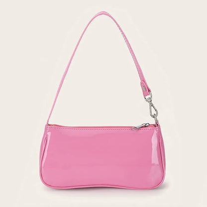 Retro Solid Color PU Leather Shoulder Bag | Fashionable Women's Casual Designer Hobo Underarm Handbag (Baguette Shape, All Seasons)