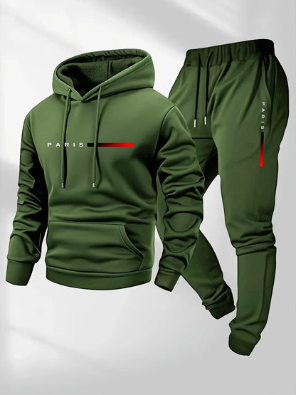 2025 letter printed sportswear set men hooded sweatshirt long pants.