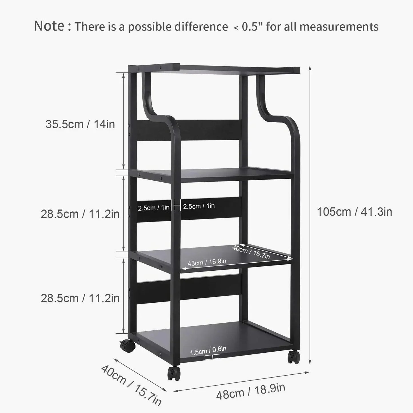 Printer Stand, Mobile Printer Table with Wheels for Home Office.  PC Tower Stand, Host Computer Cart.