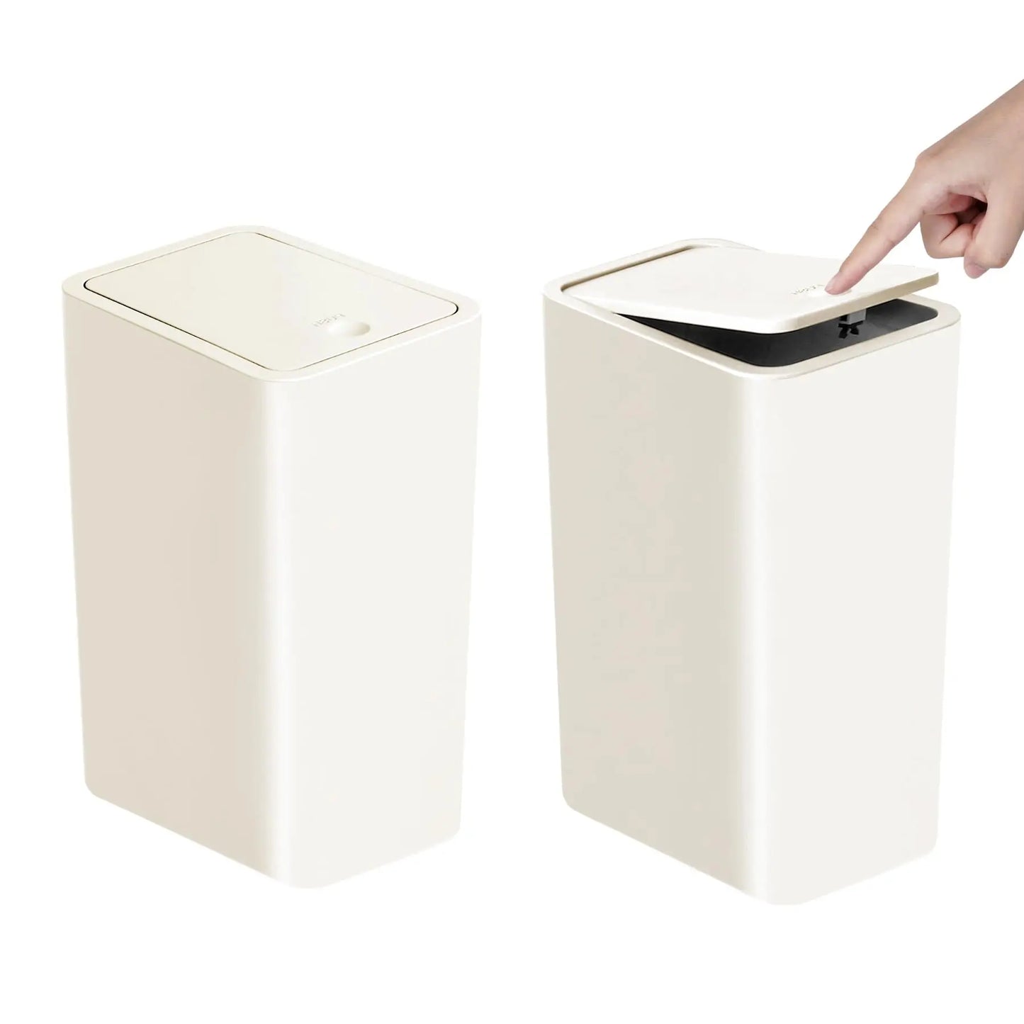 Bathroom Trash Can-10L Small Garbage Can with Press Top Lid for Toilet, Bedroom, Living Room.