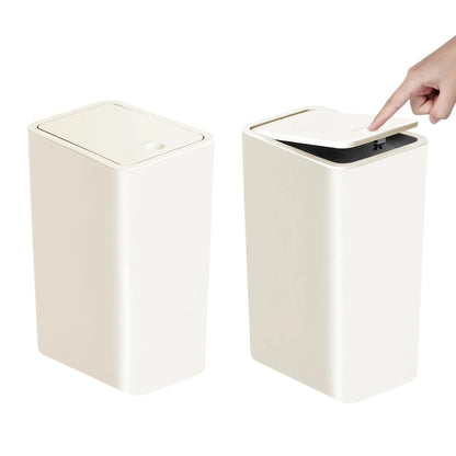 Bathroom Trash Can-10L Small Garbage Can with Press Top Lid for Toilet, Bedroom, Living Room.