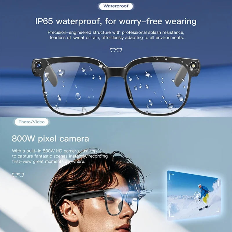 4K AI Smart Camera Sunglasses, 800W Pixel Chat GPT Translation Voice Control WiFi Bluetooth HD1080P.