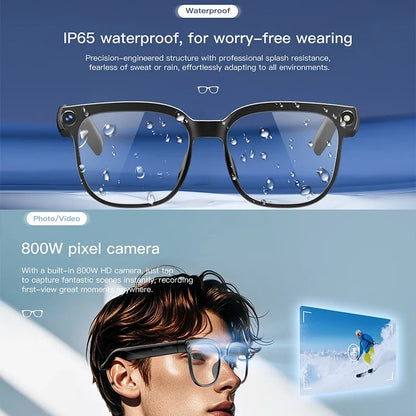 4K AI Smart Camera Sunglasses, 800W Pixel Chat GPT Translation Voice Control WiFi Bluetooth HD1080P.