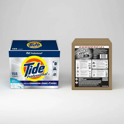 Professional Powder Laundry Detergent & Oxygen Stain Remover Bundle - 155 Loads, Commercial Grade for Hospitality, Healthcare.