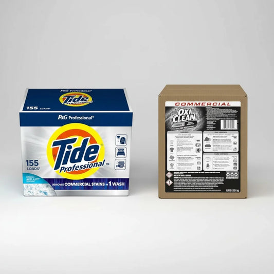 Professional Powder Laundry Detergent & Oxygen Stain Remover Bundle - 155 Loads, Commercial Grade for Hospitality, Healthcare.