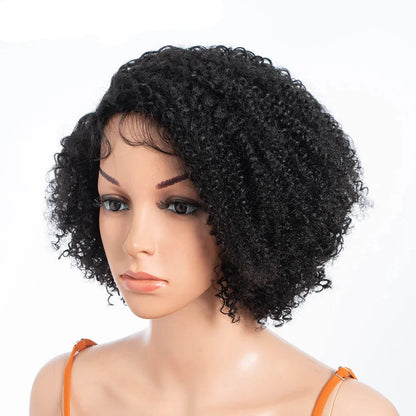 Ombre Honey 4/27 Afro Kinky Curly Bob Wig | Short Human Hair Lace Wig with Baby Hair